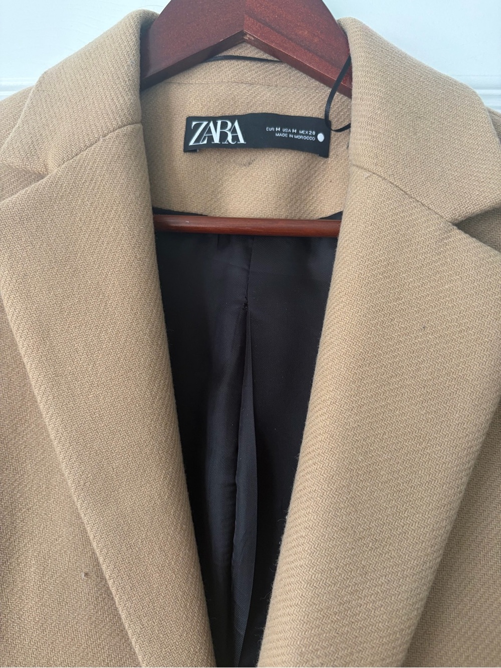 Wool Overcoat - ZARA Camel Long Single-Breasted Wool Overcoat - Picture 3 of 8